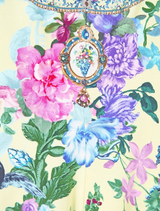 Relaxed fit jersey tank dress with crystal embellishments, featuring a vibrant Chinoiserie floral pattern and graceful movement.