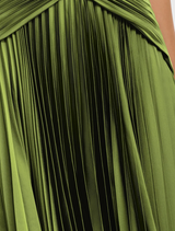 Elegant Cairnhill Maxi Dress in chive green, offering a stylish, floor-length design for various seasonal occasions.