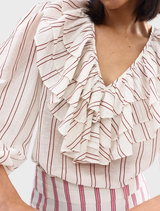 Ellery blouse in a unique antique bark stripe design, combining fashion-forward style with timeless appeal.
