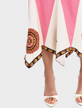 Poppy antique midi skirt with a graceful drape, perfect for adding a pop of color to any outfit.