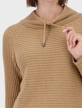 Basic ribbed sweater by Monari in cognac, offering a timeless look and cozy feel for relaxed occasions.