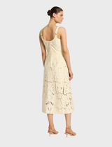 Buttermilk Colette Dress, designed with a graceful silhouette and soft fabric, perfect for casual or formal wear.