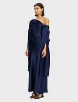 Elegant Linhope maxi dress in deep sapphire, featuring a flowing design ideal for summer events and formal gatherings.
