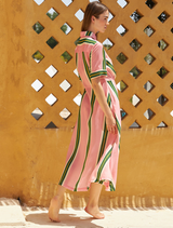 Stylish pink Polet Pants shown on a plain surface, illustrating their chic design suitable for various casual occasions.