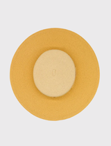 Sophisticated yellow boater hat with tonal detailing and internal cord, perfect for completing formal race day attire.