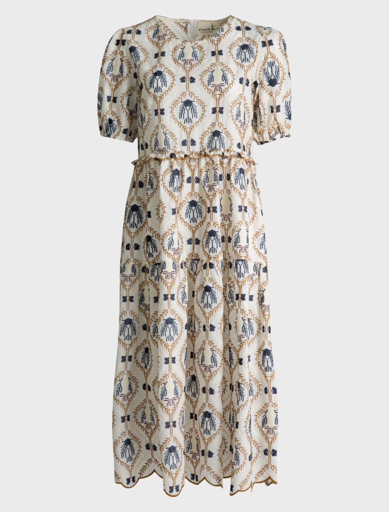 A dress with a beautiful floral pattern