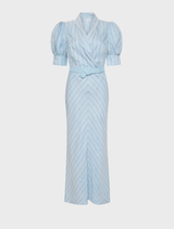 Effie Midi Dress in pale blue, featuring a flowing silhouette and elegant design suitable for various occasions.