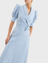 Stylish pale blue Effie Midi Dress, featuring a comfortable fit and versatile design for any occasion.