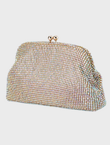 A metallic crystal clutch bag, showcasing a sleek and modern design, perfect for evening wear.