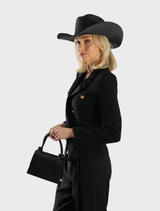 Stylish black fedora from Addison Racewear, combining fashion and function for racing aficionados.
