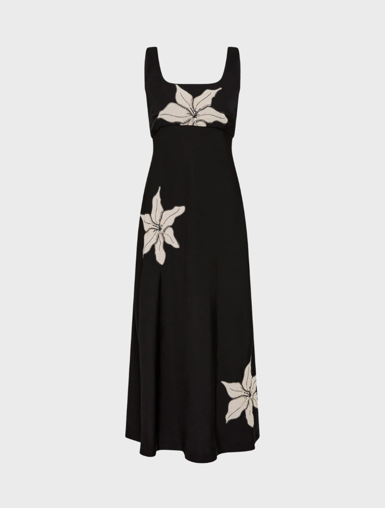 Nikita Midi dress in black, designed with a chic silhouette, perfect for a sophisticated look at any event.