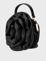 Elegant black Rosita Rosette Frame Bag with a unique rosette detail, ideal for enhancing any outfit.
