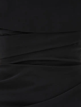 Timeless black strapless gown with a flattering shape, perfect for formal wear and evening celebrations.