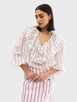 Ellery blouse in antique bark stripe pattern, featuring a stylish design and elegant fabric suitable for various occasions.