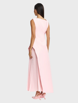 Soft pink maxi dress named Fairy Floss, designed with a relaxed fit and gentle draping for a feminine look.