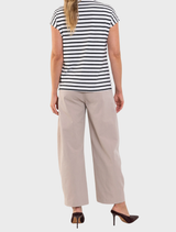 Fawn Barrel Leg Pant in innovative Gravitene fabric, featuring a comfortable fit, elastic back, and convenient side pockets.