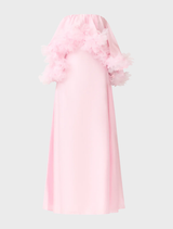 Fiorina's strapless gown in pale pink, designed with a flattering fit and flowing fabric for an elegant look.