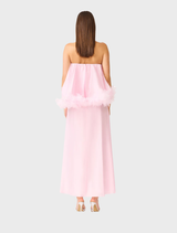 Pale pink strapless gown from Fiorina, highlighting a chic design perfect for weddings or formal gatherings.