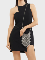 Silver Florence chainmail bag, characterized by its unique design and texture, ideal for a trendy accessory choice.