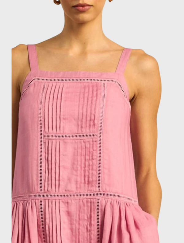 Floss-colored Altitude Dress, showcasing a graceful fit and stylish design, ideal for special events.