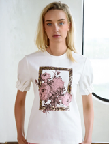 White Foil & Flourish T-Shirt featuring elegant foil detailing for a stylish look.