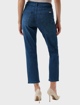 Gia's medium blue slim fit jeans, designed for comfort and style, crafted from high-quality Featherweave denim.