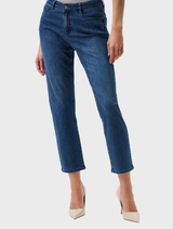 Gia Classic Slim Fit Jeans in medium blue, featuring a sculpting design for a stylish and comfortable fit.