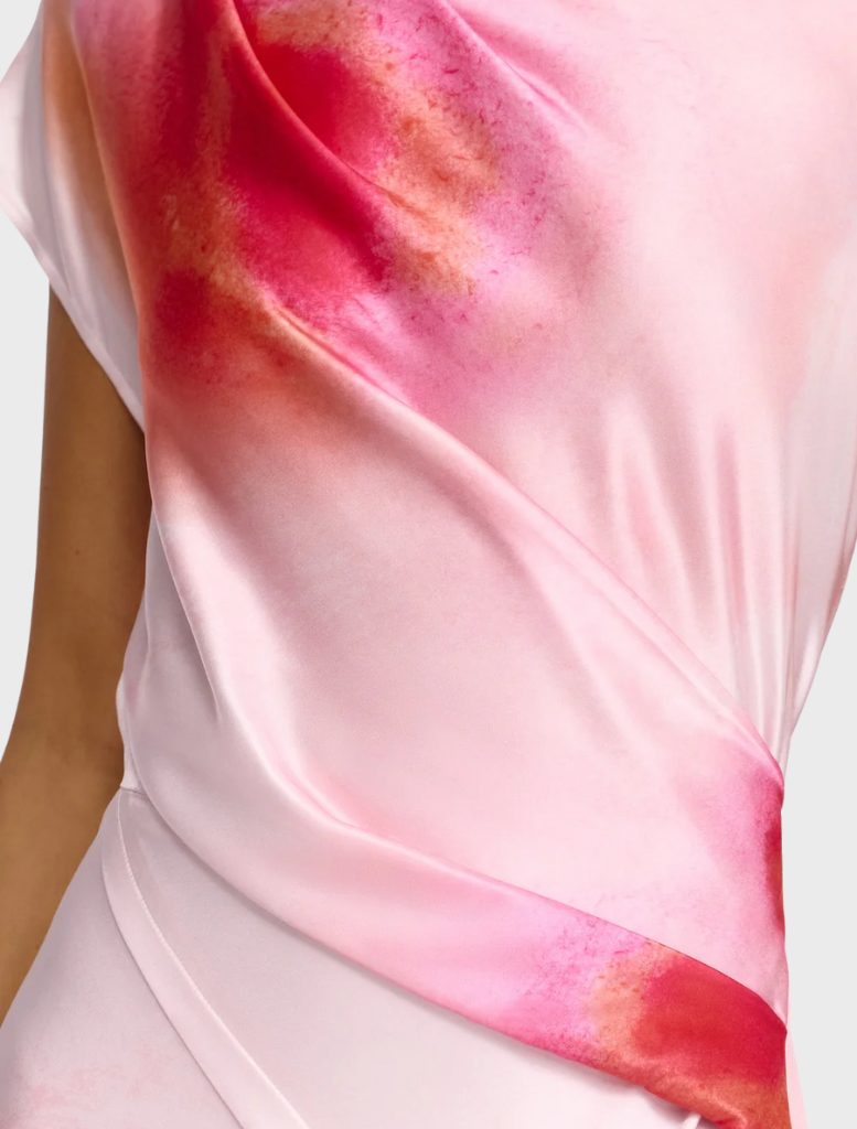 Stylish Glatton Maxi Dress in Flamingo Sand, ideal for casual outings with its airy design and soft texture.