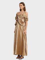Gold Hillsome maxi dress featuring a stylish design, ideal for special events or casual outings in warm weather.
