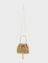 Gold studded pouch with hotfix detailing, combining fashion and functionality for everyday use.