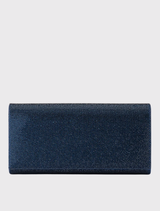 Navy GRACE Envelope Clutch featuring crystal embellishments, magnetic closure, and a detachable shoulder chain for versatility.