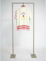 Elegant silk blend blouse in Green Limonade and Red Multi, perfect for day-to-evening wear by Herzen's Angelegenheit.
