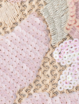 A stylish GRETA Floral Clutch with vibrant floral accents, secure hardcase, and detachable chains for versatile carrying options.