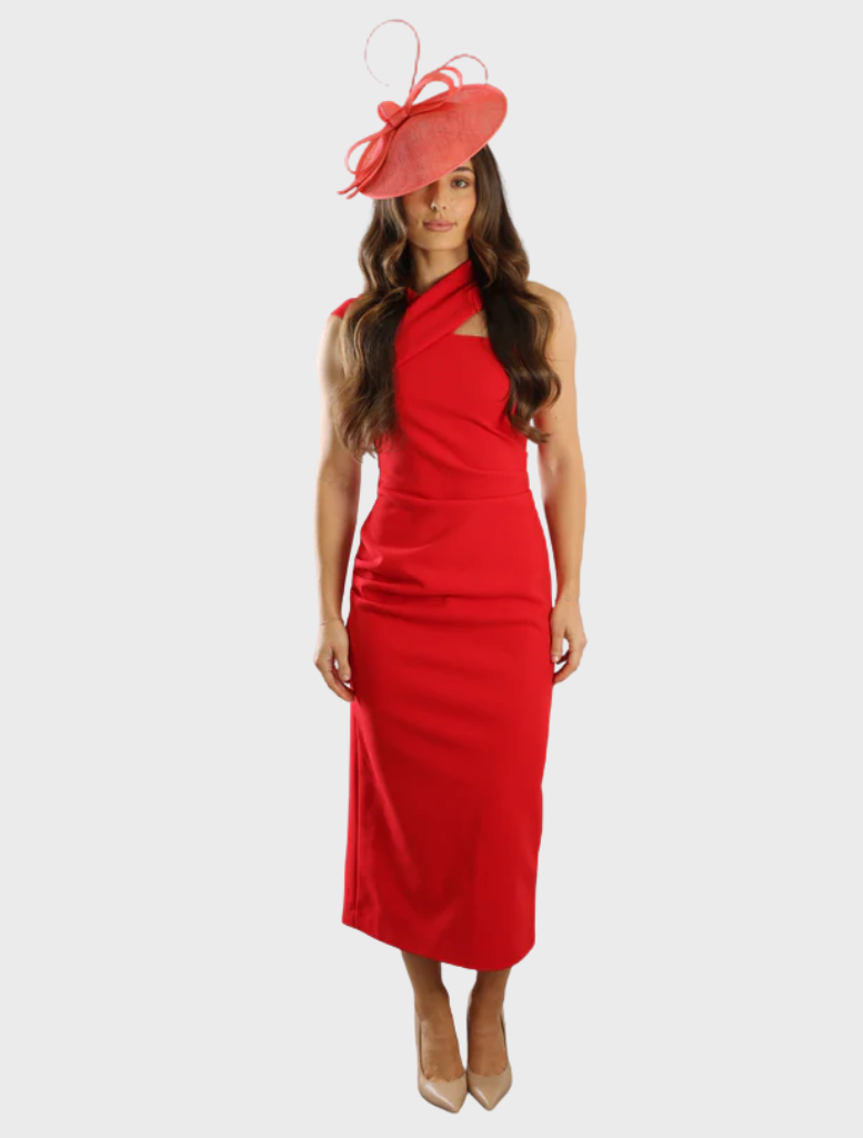 Pink Haisley fascinator featuring delicate floral accents and a stylish design, perfect for formal occasions.