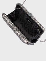 Gunmetal textured clutch bag by Hannah, featuring a sleek design suitable for formal occasions.