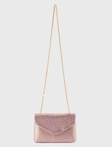 Stylish Hattie Crystal Shoulder Bag in peach, featuring crystals and a magnetic closure, perfect for red carpet and evening use.