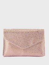 The trendy Hattie Crystal Shoulder Bag in peach, featuring crystal decorations and a chain strap, is ideal for red carpet events.
