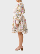 Hand-sewn Button Front Frill Dress with frills, inspired by The Met's European art collection, part of The Met x CAMILLA.