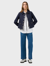Trendy navy highlight jacket showcasing a contemporary style suitable for everyday use.