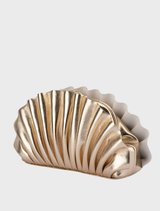 Stylish gold clutch by Hollie, featuring pleats, ideal for adding glamour to any evening attire.