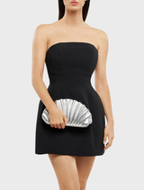 Hollie silver clutch with pleated texture, ideal for evening events and adding elegance to any outfit.
