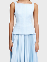 Light baby blue maxi dress from Hollinshill, designed for comfort and style during sunny days and special events.