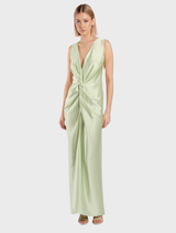 Honeydew-colored Gaia Maxi V2, featuring a modern silhouette and elegant fabric texture.