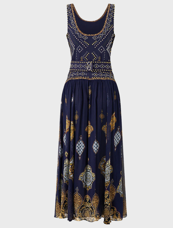 Stylish jersey tank dress with a contrasting skirt, designed by The Imperial Gate, perfect for casual or semi-formal occasions.