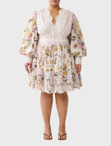 The Met x CAMILLA Button Front Frill Dress, a modern heirloom with intricate details inspired by European decorative art.
