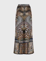 Relaxed fit lounge pant with button front design, elastic waistband, and exclusive Istanbul Animalia print by in-house artisans.
