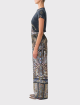  Istanbul Animalia Button Front Lounge Pant, handcrafted with a relaxed fit and elastic waistband, showcasing a unique print.