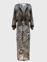 Stylish twist front dress with an eye-catching Istanbul Animalia design, blending comfort and contemporary fashion.