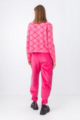 Structure Pattern Jacket with Embroidery - Pink