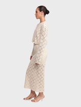 Flowing ivory Anaya Skirt, combining style and comfort, perfect for dressing up or down for any event.